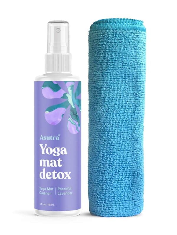 ASUTRA Yoga Mat Cleaner Spray (Peaceful Lavender), 4 fl oz - No Slippery Residue, Organic