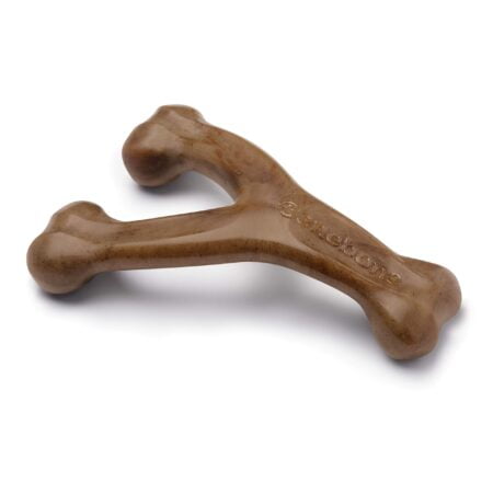 Benebone Wishbone Durable Dog Chew Toy for Aggressive Chewers, Made in USA, Small, Real Ba