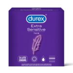 Durex Extra Sensitive Condoms, Ultra Thin, Lubricated Natural Rubber Latex Condoms for Men