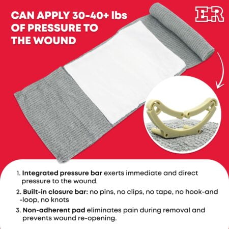 Ever Ready First Aid Israeli Battle Dressing Compression Bandage, 6", Black - Image 3