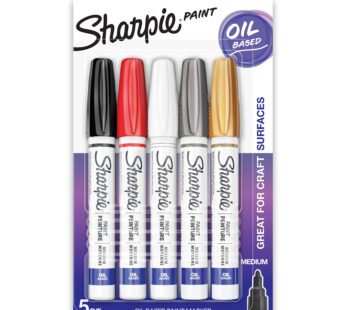 SHARPIE Oil-Based Paint Markers, Medium Point, Assorted & Metallic Colors, 5 Count – Great