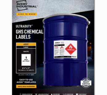 Avery UltraDuty GHS Chemical Labels for Laser Printers, Waterproof, UV Resistant, 8.5 x 11