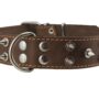 Real Leather Brown Spiked Dog Collar Spikes, 1.6" Wide. Fits 19"-23" Neck, Large Breeds Ma