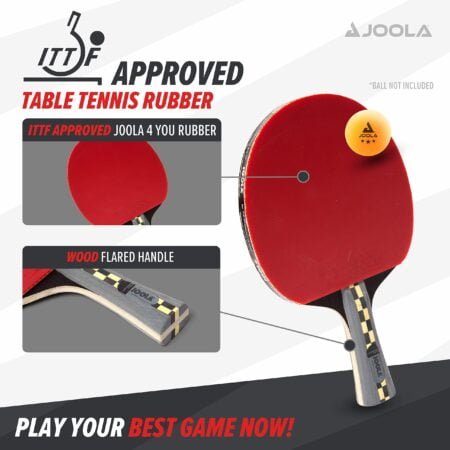 JOOLA Carbon Pro Professional Ping Pong Paddle - Racket with Carbonwood Technology & Red/B - Image 2