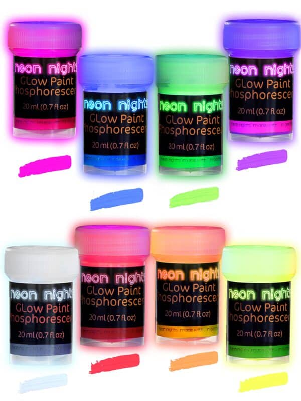 neon nights Glow in The Dark | Luminescent | Phosphorescent | Self-Luminous Paint - Set of