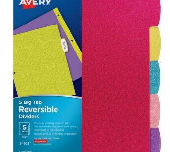 Avery Big Tab Reversible Fashion Dividers, Assorted Colors, 5-Tab Set (24928)