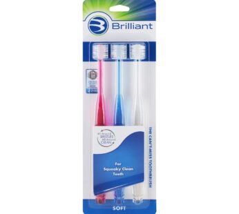 Brilliant Oral Care Adult Toothbrush with Soft Bristles, Round Head, and All-Around Clean