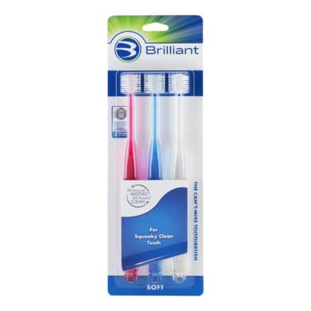 Brilliant Oral Care Adult Toothbrush with Soft Bristles, Round Head, and All-Around Clean