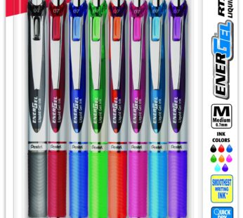 Pentel  EnerGel RTX Pens, 0.7 mm, Medium Point, Assorted Ink Colors, Pack Of 8