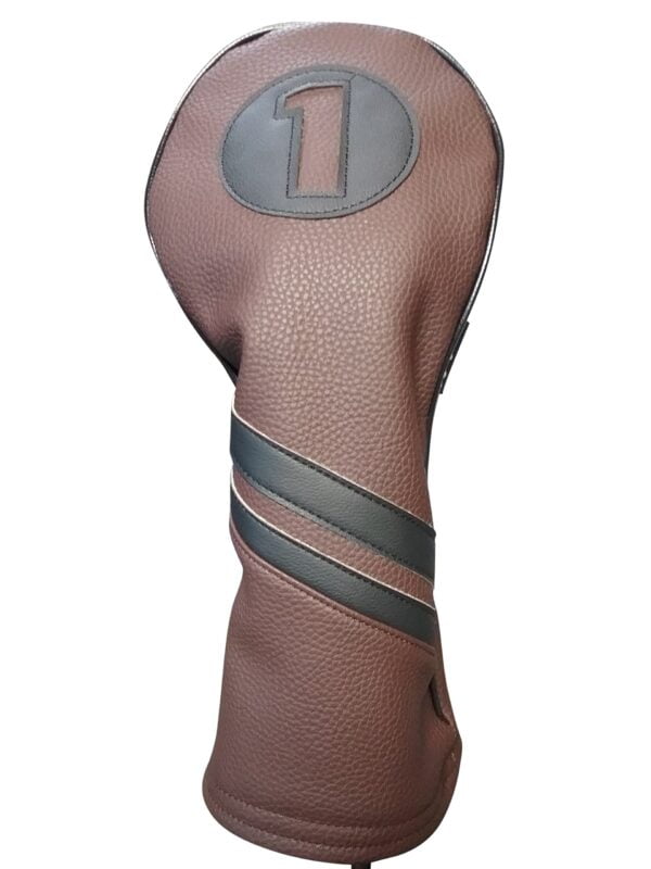 Majek Retro Golf Headcover Brown and Black Vintage Leather Style 1 Driver Head Cover Fits