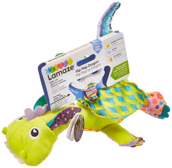 Lamaze Flip Flap Dragon Clip On Car Seat and Stroller Toy - Soft Baby Hanging Toys - Baby