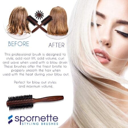 Spornette Deville Round Brush, 2 Inch, Boar Bristle Hair Brush - For Blow Drying, Styling, - Image 8