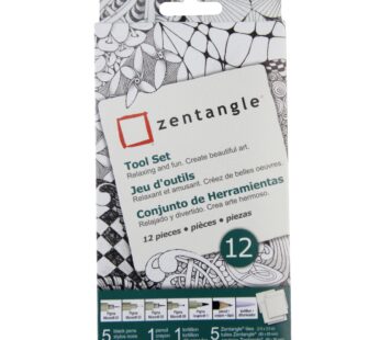 Sakura Zentangle Tool Set – 5 Black Micron Pens, 1 Black Graphite Pencil, 1 Tortillion, 5