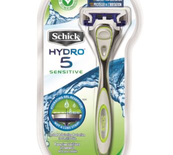 Schick Hydro 5 Sensitive Skin Razor with Shock Absorb Technology for Men, 1 Handle with 2