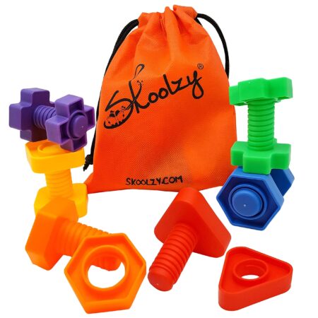 Skoolzy Plastic Nuts and Bolts 12 Piece | Kids Nuts and Bolts | Toddler Engineering Toys f - Image 2