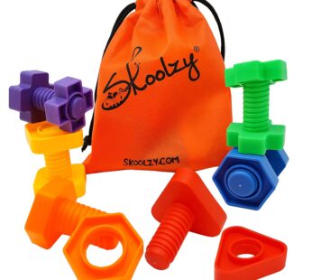Skoolzy Plastic Nuts and Bolts 12 Piece | Kids Nuts and Bolts | Toddler Engineering Toys f
