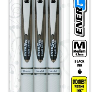 Pentel EnerGel Pearl Retractable Gel Pen, (0.7mm) Metal Tip, Medium Point, Accent, Black I
