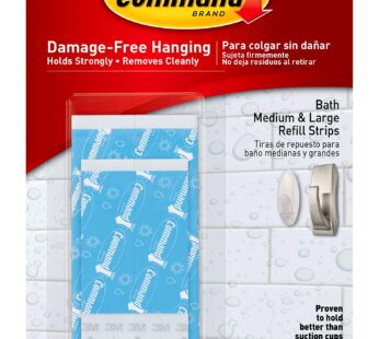 Command Bath Replacement Strips, Medium and Large Water-Resistant Adhesive Strips, Re-Hang