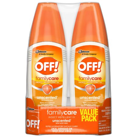 OFF! FamilyCare Insect & Mosquito Repellent Spritz, Unscented Bug spray with Aloe-Vera, 7%