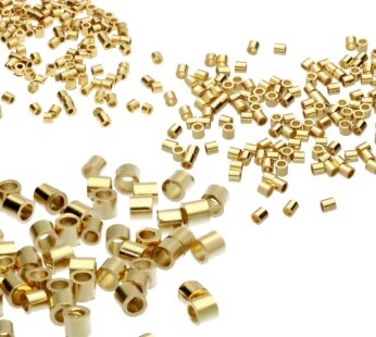 The Beadsmith Tube Crimp Beads, Assorted Sizes, Gold Color, Uniform Cylindrical Shape, No