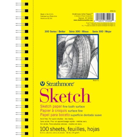 Strathmore 300 Series Sketch Pad, 5.5x8.5 inch, 100 Sheets, Side Wire - Artist Sketchbook - Image 2