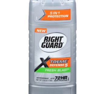 Right Guard Xtreme Defense 5 Anti-Perspirant & Deodorant, Fresh Blast 2.60 oz ( Packs of 2