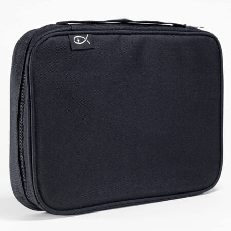 Divinity Boutique Canvas Bible Case - Black Bible Cover for Men and Women - Fabric Zippere