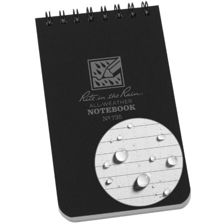 Rite in the Rain Weatherproof Top-Spiral Notebook, 3" x 5", Black Cover, Universal Pattern