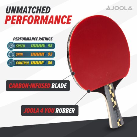 JOOLA Carbon Pro Professional Ping Pong Paddle - Racket with Carbonwood Technology & Red/B - Image 4