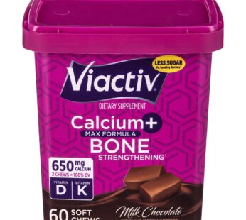 Viactiv Calcium +Vitamin D3 Supplement Soft Chews, Milk Chocolate, 60 Chews – Calcium Diet