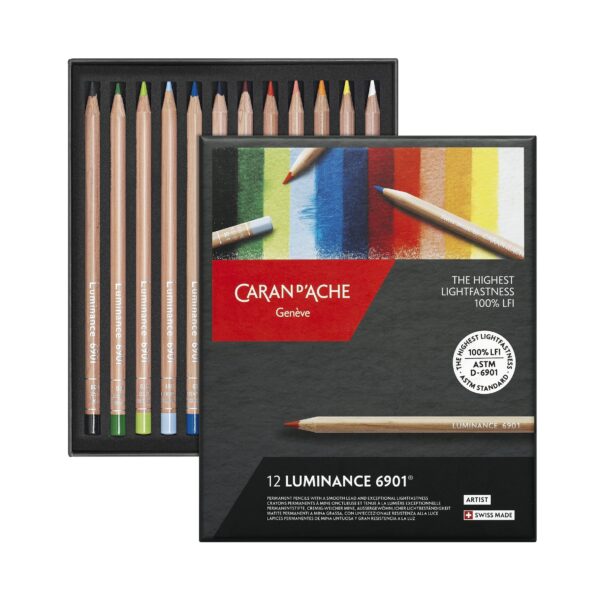 Caran d'Ache CARAN D`ACHE 6901 6901-712 Colored Pencils, Oil-based, Luminance, 12 Color Se