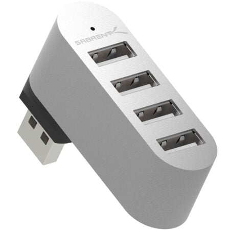 SABRENT Premium 4 Port Aluminum Mini USB 2.0 Hub [90 /180  Degree Rotatable] (HB-UMMC) - Image 2