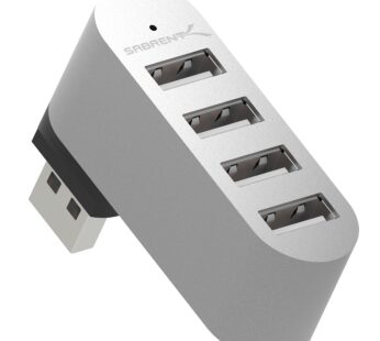 SABRENT Premium 4 Port Aluminum Mini USB 2.0 Hub [90 /180  Degree Rotatable] (HB-UMMC)