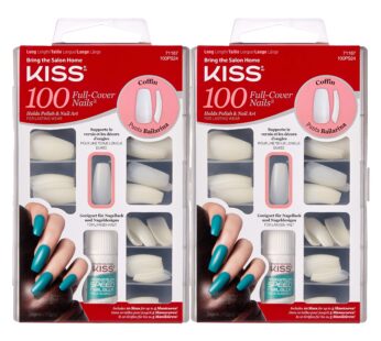 KISS 100 Acrylic Plain Full-Cover Nails (2 PACK, Coffin)