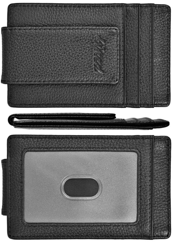 kinzd Money Clip, Front Pocket Wallet,Leather RFID Blocking Strong Magnet thin Wallet, A L