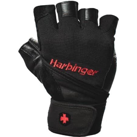 Harbinger Pro Wristwrap Weightlifting Gloves with Vented Cushioned Leather Palm (Pair), Me