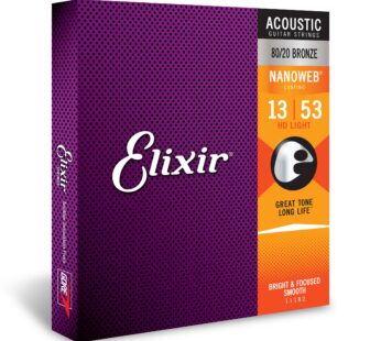 Elixir Strings, Acoustic Guitar Strings, 80/20 Bronze with NANOWEB Coating, Longest-Lastin
