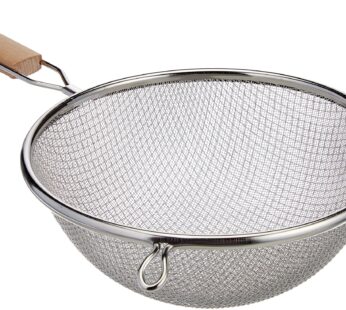 Winco MS3A-8D Strainer with Double Fine Mesh, 8-Inch Diameter, Medium, Stainless Steel, Ta