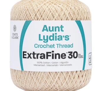 Coats Crochet Aunt Lydia’s Crochet, Cotton Extra Fine Size 30, Natural (180-226)