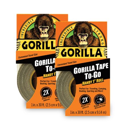 Gorilla Tape, Mini Duct Tape to-Go, 1" x 10 yd Travel Size, Black, (Pack of 2) - Image 2