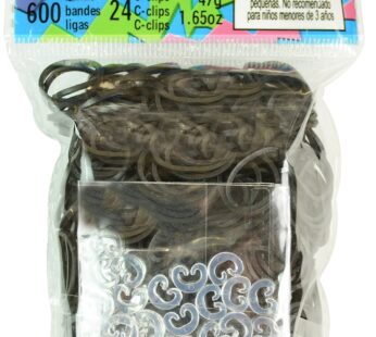 Rainbow Loom Twistz Bandz Latex Free Rubber Band Refill + C-clips – Black