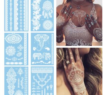 6 Sheets Temporary Tattoo,Flash Fake Waterproof Body Tattoos Stickers Women Wedding Party
