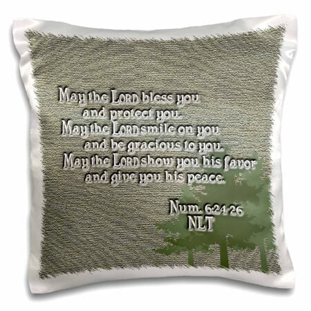 3dRose pc_22340_1 Aaron's Blessing Numbers 6 24 26 Bible Verse-Pillow Case, 16 by 16"