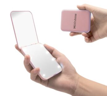 Milishow Compact Mirror, 1x/3x Magnifying LED Pocket Mirror, Small Lighted Travel Makeup M