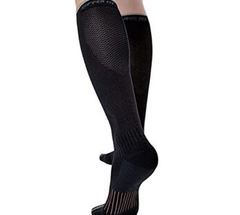 Copper Fit Unisex-Adult’s 2.0 Easy-Off Knee High Compression Socks, black, Small/Medium