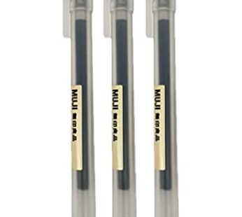 Muji Gel Ink Ball Point Pen, Black, 0.5mm, Pack of 3 (Japan Import)