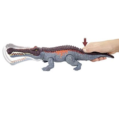 Mattel Jurassic World Massive Biters Sarcosuchus Larger-Species Dinosaur Action Figure, Ta - Image 4