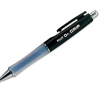 PILOT Dr. Grip Refillable & Retractable Ballpoint Pen, Medium Point, Black Barrel, Black I