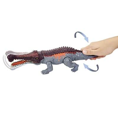 Mattel Jurassic World Massive Biters Sarcosuchus Larger-Species Dinosaur Action Figure, Ta - Image 3