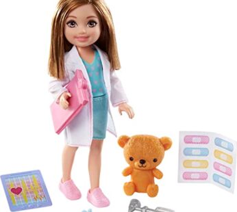 Barbie Doll & Playset with Brunette Chelsea Can Be Doctor Doll & Accessories Including Cli